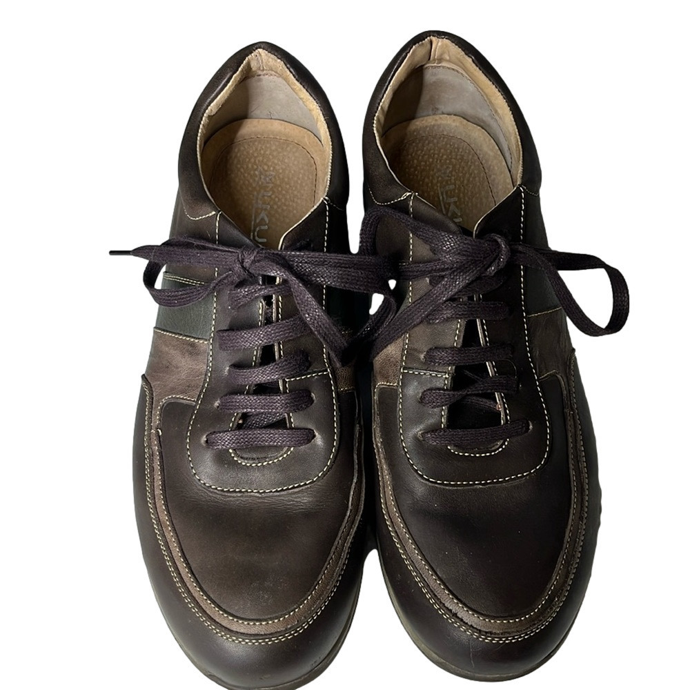Ukus Genuine Leather Sneakers Brown & Black Lace Up Casual Comfort Shoes - Picture 9 of 9